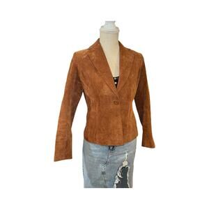 Vintage Y2K Relativity Brown Suede One-Button Tailored Jacket Small